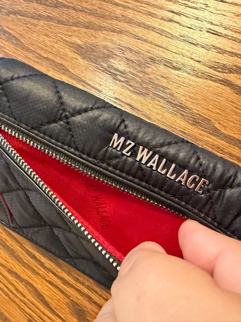 MZ Wallace Quilted Black Wallet with Exterior Flap Pocket - Picture 4 of 5